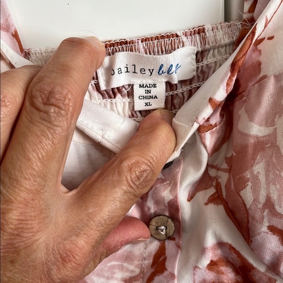 BAILEY BLUE NWOT White Blush Floral Corset Ruffle Cotton Mini Dress, Size XL - Picture 2 of 12